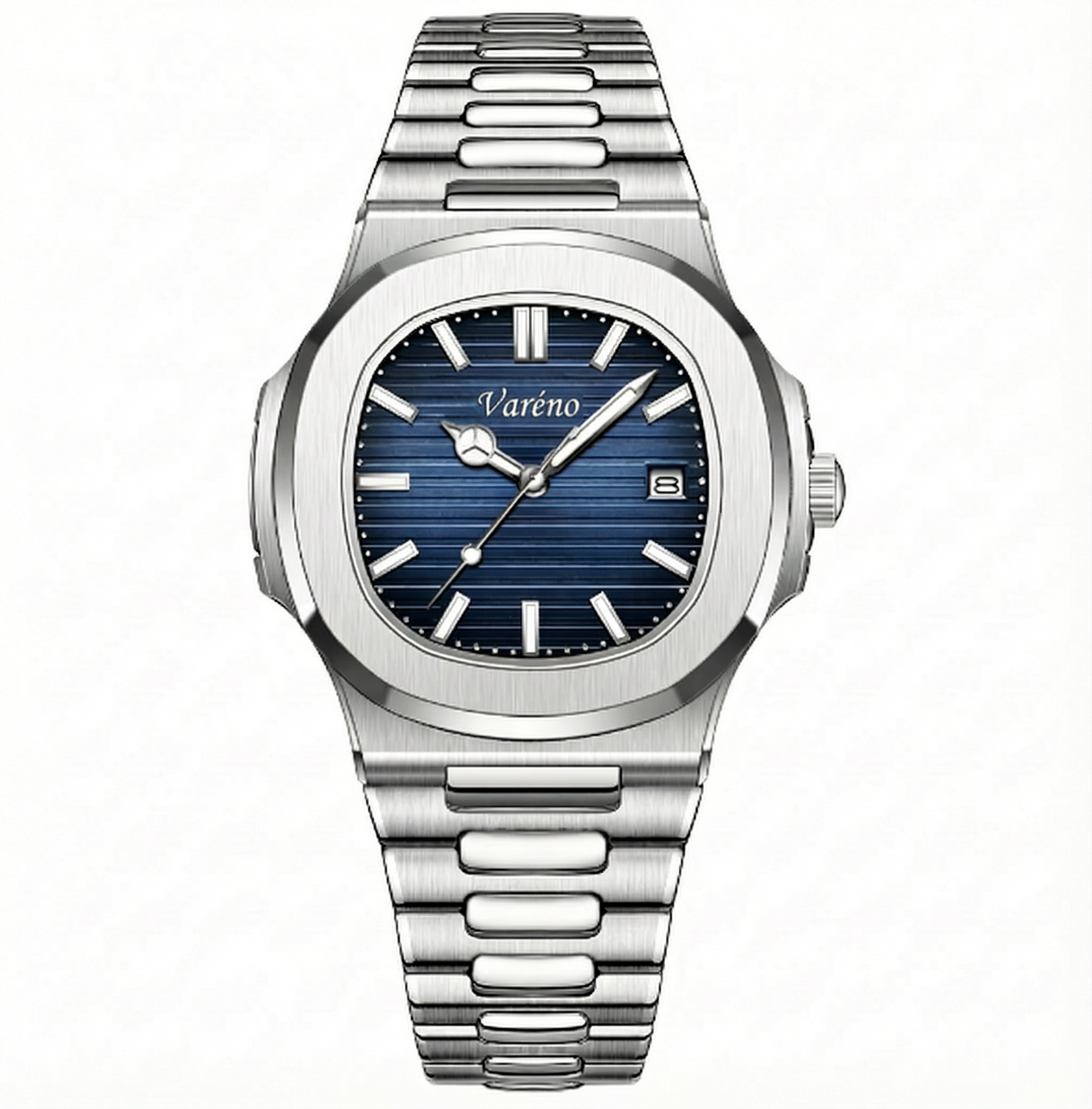 שעון ספורט אלגנטי עם רצועת מתכת - חיוג כחול