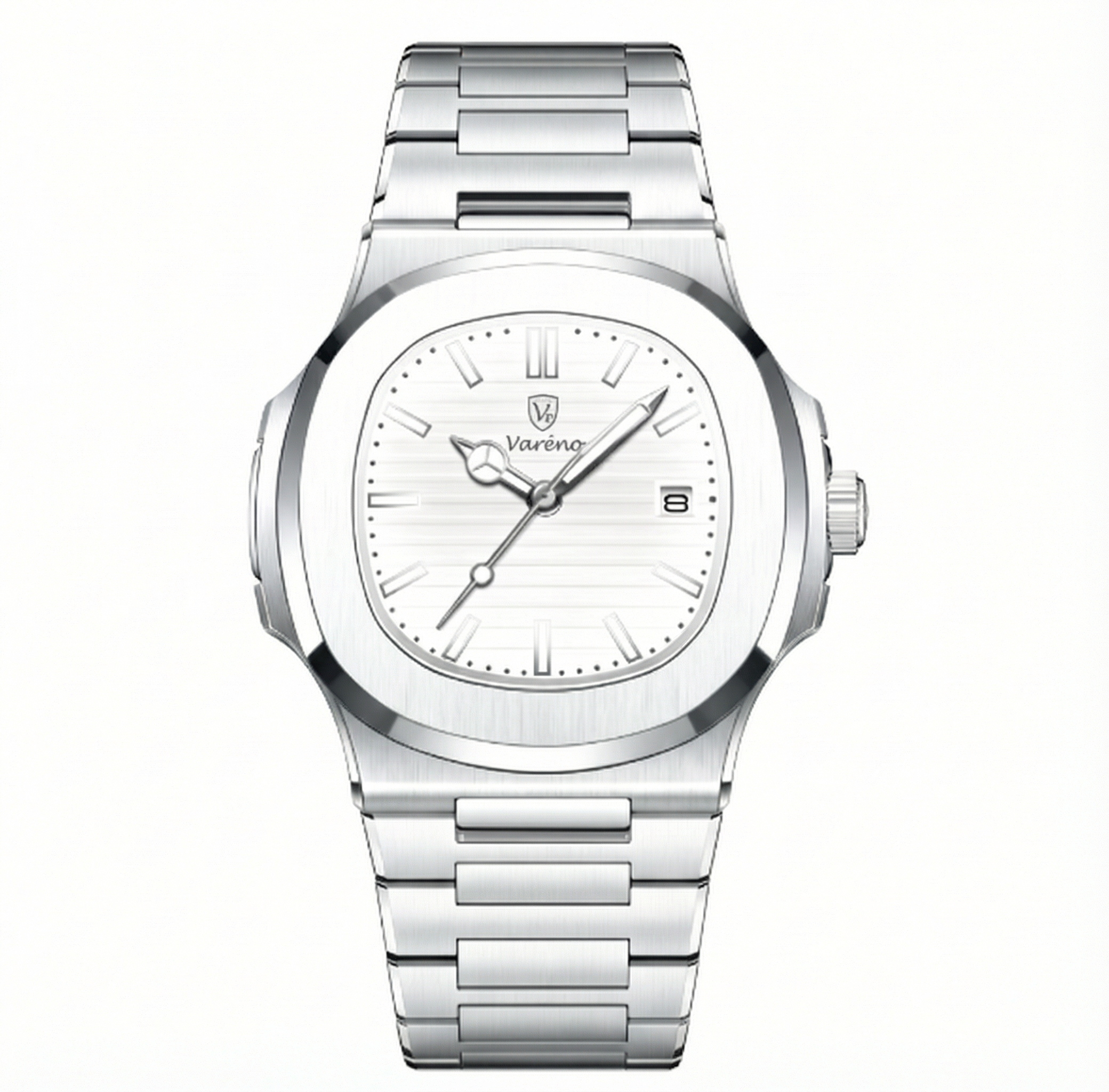 שעון ספורט אלגנטי עם רצועת מתכת - חיוג לבן