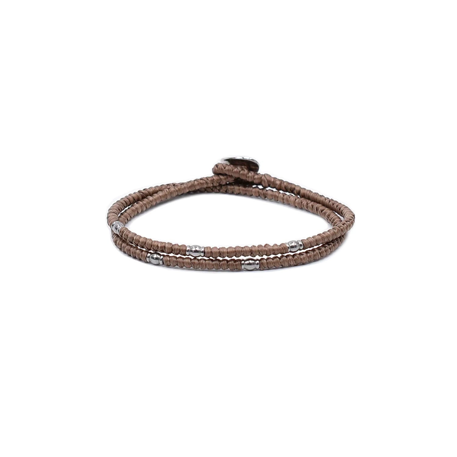 צמיד קלוע שחור עם חרוזי כסף - סגנון ספורטיבי