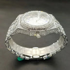 שעון יוקרתי משובץ יהלומים - רצועת מתכת מעוצבת